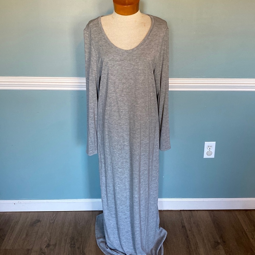 J. Jill Light Heather Gray Scoop Neck Maxi Dress
